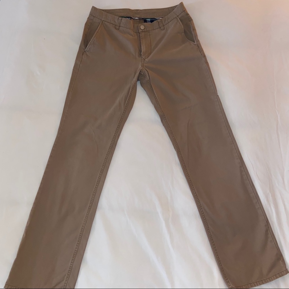 BONOBOS Mens Chinos Khaki, Gingham Pockets 32 x 34
